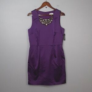 Sophia Christina Y2K Purple Satin Jewel Embellished Mini Sleeveless Dress